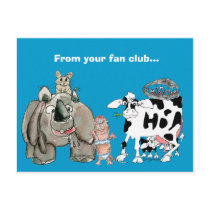 Funny Cartoon Animals Personalized Postcard