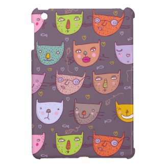 Funny cartoon cats iPad mini cases