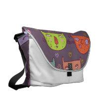 Funny cartoon cats messenger bags
