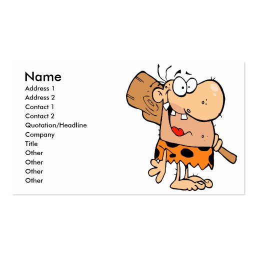 funny cartoon caveman with club business card templates (front side)