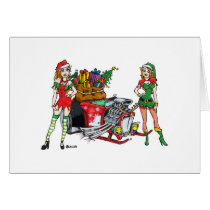 Funny cartoon christmas hotrod cards