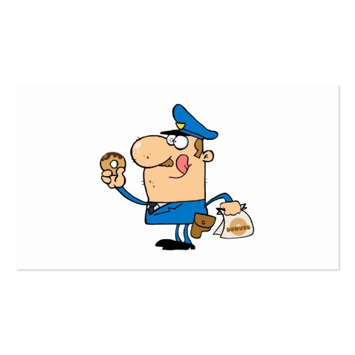 funny cartoon cop eating donuts business card template (back side)
