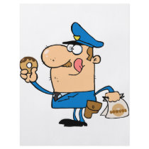 funny cartoon cop eating donuts flyers