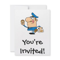 funny cartoon cop eating donuts custom announcement