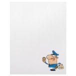 funny cartoon cop eating donuts letterhead design