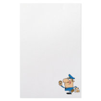 funny cartoon cop eating donuts stationery