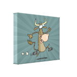 funny cartoon cow on the run moove canvas print