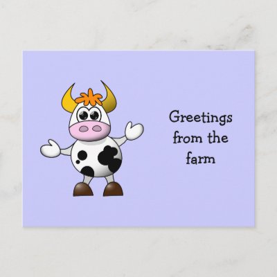 Funny Cartoon Cow postcards