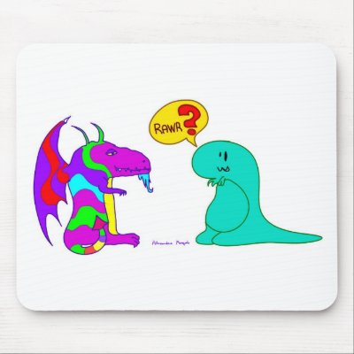 Funny Cartoon Dinos Cute Dinosaur Dragon Rawr? Mousepad by AlexandreMasquio