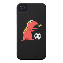 Funny Cartoon Dinosaur Playing Soccer Black casemate cases