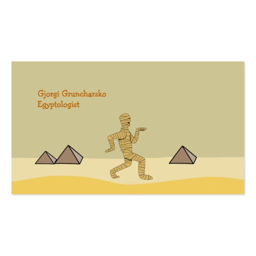 Funny Cartoon Egyptian Mummy Pyramids Custom Business Card