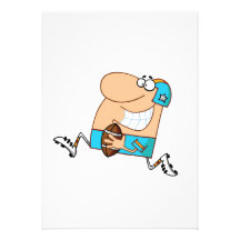funny cartoon football player running aqua custom announcements