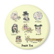 Funny Cartoon Frank Thank You Round Magnets
