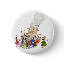 Funny Cartoon French Chef buttons
