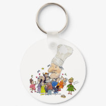 Funny Cartoon French Chef keychains by zooogle Funny Cartoon French Chef keychains
