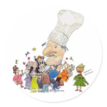 Funny Cartoon French Chef Stickers/Seals by zooogle Funny Cartoon French Chef Stickers/Seals
