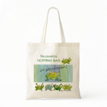 Funny Cartoon Frogs Go Green Tote Bag
