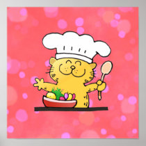 Funny Cartoon | Funny Kitty Chef Poster