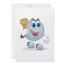funny cartoon golf ball character announcement