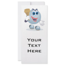 funny cartoon golf ball character rack card