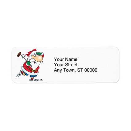 funny cartoon golfing golfer santa claus return address labels