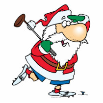 funny cartoon golfing golfer santa claus photo sculptures