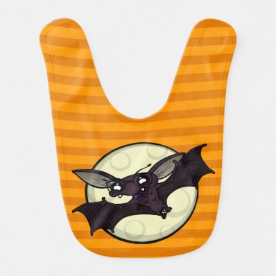 FUNNY CARTOON HALLOWEEN BAT WITH STRIPES BABY BIB