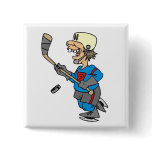 Funny Cartoon Hockey Player T-shirts and Gifts Pinback Buttons