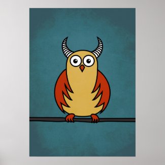 Funny Cartoon Horned Owl