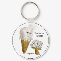Funny Cartoon Ice Cream Cones Keychain
