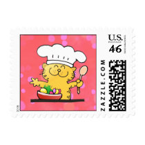 Funny Cartoon Kitty Chef Stamps