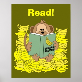 Funny Cartoon Monkey Reading Poster for Teachers