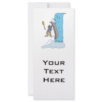 funny cartoon over the waterfall in canoe rack cards