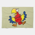 Funny cartoon parrot kitchen towel