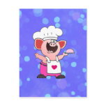 Funny Cartoon Pig Chef  Shirt | Funny Piggy Chef T Postcard