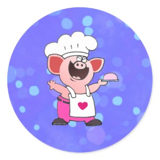 Funny Cartoon Pig Chef Sticker | Funny Piggy Chef Sticker by Toonboy