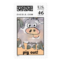Funny Cartoon Pig Custom Postage Stamps by zooogle Funny Cartoon Pig Custom Postage Stamps