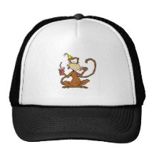 Funny Cartoon Pizza Monkey Hat