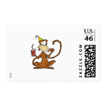 Funny Cartoon Pizza Monkey Postage Stamps