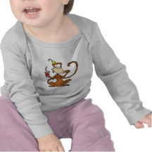 Funny Cartoon Pizza Monkey T Shirts