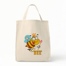 funny cartoon queen bee with text canvas bags