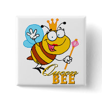 funny cartoon queen bee with text buttons