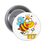 funny cartoon queen bee with text buttons