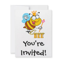 funny cartoon queen bee with text announcements