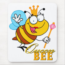 funny cartoon queen bee with text mouse pads