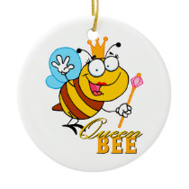 funny cartoon queen bee with text ornaments