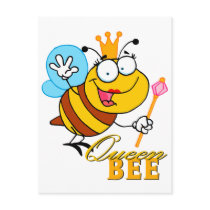funny cartoon queen bee with text postcard
