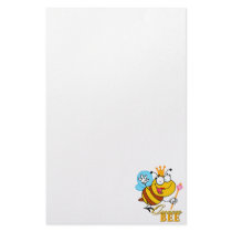 funny cartoon queen bee with text stationery paper