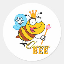 funny cartoon queen bee with text sticker