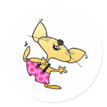 Funny Cartoon Rats Dance Round Stickers